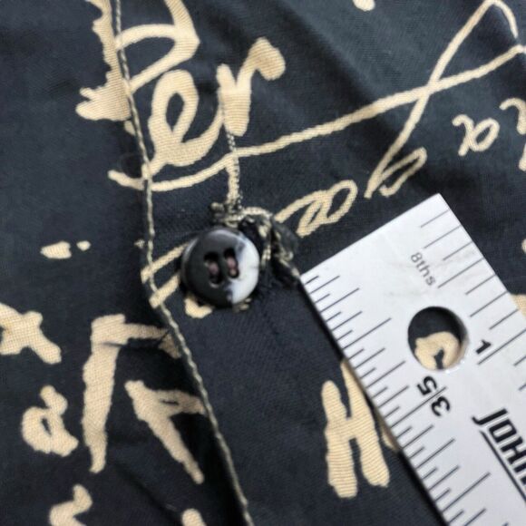 Vintage Goouch Shirt Size XL Artist Graffiti All Over Print Artistic Black Rayon - Picture 7 of 9